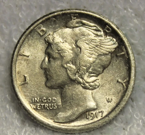 mercury dimes 1917AU Cover