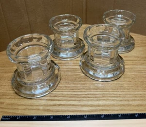 SET OF 4 Home Interior Heavy Glass Pillar Candle Holder Reversible Use - Picture 1 of 8