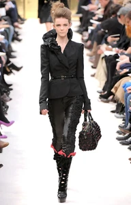 LOUIS VUITTON FW '09 Asymmetrischer Blazer Seide Taftbesatz Wollmischung 38 US 6 - Bild 1 von 10