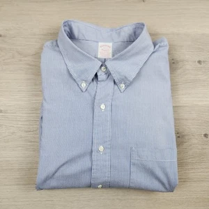 Brooks Brothers Makers Shirt Mens 20 5 Blue Long Sleeve Button Down Striped - Picture 1 of 10