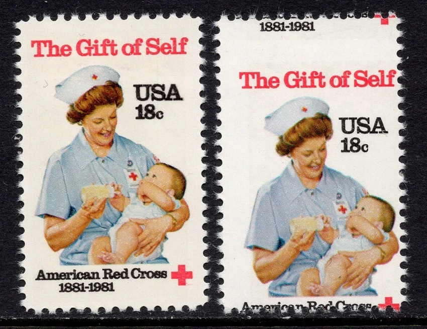 Sellos normales y mal perfectados de Estados Unidos de 1910 -- MNH 18 quilates sellos de la Cruz Roja Americana EFO Foto 1 de 1