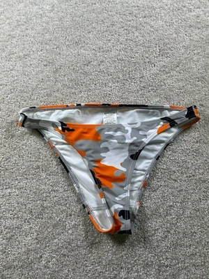 Women's Swimwear Bikini Bottom Orange Gray Camouflage Small Polyester - Image 1 of 4