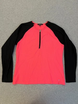 Pullover deportivo de malla Lauren Ralph Lauren para mujer XL rosa negro 1/4 cremallera correr Foto 1 de 4