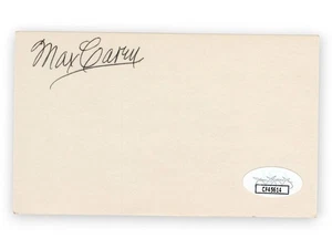 Max Carey Signed Autographed 3X5 Index Card Pirates Dodgers JSA CF45614 - Picture 1 of 2