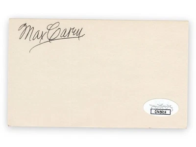 Max Carey Signed Autographed 3X5 Index Card Pirates Dodgers JSA CF45614 - Image 1 of 2