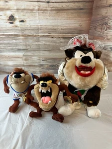 Vtg Lot Warner Bros. Looney Tunes Big Mouth Taz Space Jam Taz & Beach Taz Plush - Picture 1 of 12