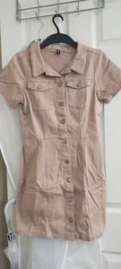 Denim Dress UK Size 10 Beige H&M Pre-owned Excellent Condition - Picture 1 of 12