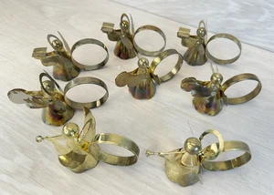 Lotto di 8 porta tovaglioli porta anelli angelo di Natale in ottone vintage - Foto 1 di 14