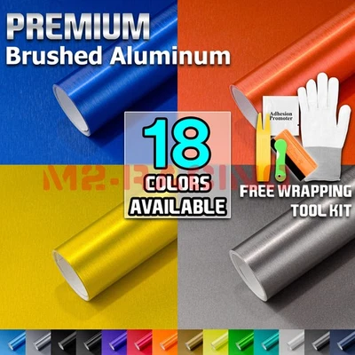 *12 Colors Brushed Aluminum Metal Steel Vinyl Wrap Sticker Film Bubble Free DIY - Image 1 of 4