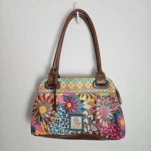 Lilly Bloom Purse Double Handle Zippered Bag Colorful Vibrant Floral  - Picture 1 of 10