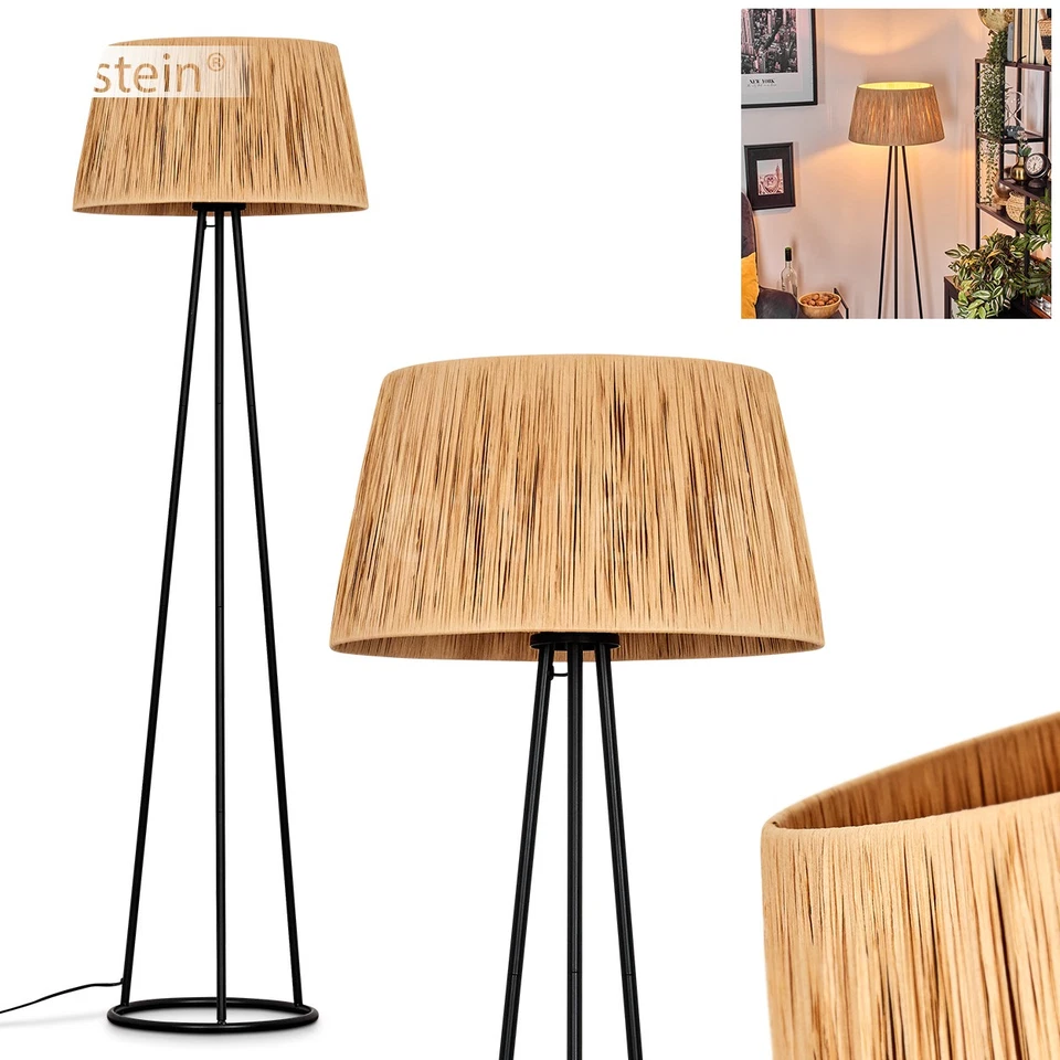 Hofstein Mila Metal/Bast Floor Lamp in Black/Beige Living Room Floor Lamp - Image 1 of 4