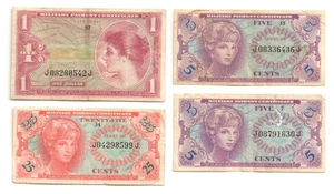 US MPC Military Payment Certificates 5¢ 25¢ $1 Series 641 Notes - Picture 1 of 2