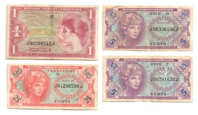 US MPC Military Payment Certificates 5¢ 25¢ $1 Series 641 Notes - Image 1 of 2