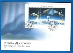 STAMPS SWEDEN-Europa, Space Research, set of 3 , FDC 1991- # - Picture 1 of 1