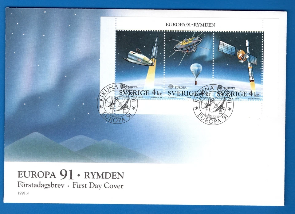 STAMPS SWEDEN-Europa, Space Research, set of 3 , FDC 1991- # - Image 1 of 1