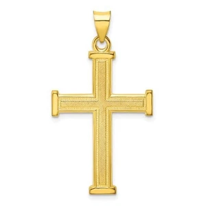 Yellow Gold Plated Sterling Textured Cross - Picture 1 of 3