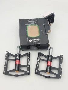 RockBros Bicycle Pedals CNC 4 Bearings Platform MTB Road Bike 9/16" Black New - Picture 1 of 4