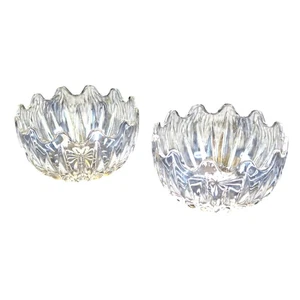 Princess House Royal Highlights Crystal Wave Edge Open Sugar Bowl Set of 2 - Picture 1 of 5
