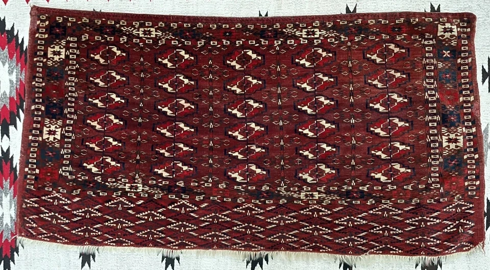 Alfombra antigua Turkomen Tekke Ensi siglo XIX. Artículo de coleccionista turcomano 3x4’ RARA Foto 1 de 4