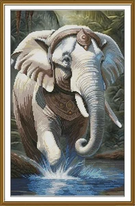 Hágalo usted mismo Kit de punto de cruz de lona tintada Heraldo de la Fortuna Elefante Arte artesanal - Imagen 1 de 1