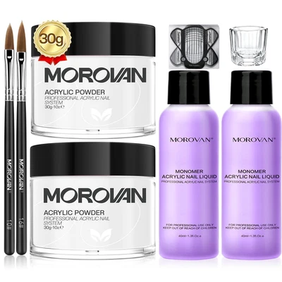 Acryl Nagel Set Morovan 2 Transparente Nagelpulver 2 Monomer Lösungen Anfänger