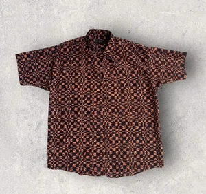 Vintage Monzini Collection Button-Up Shirt Mens L Retro Geometric Made In Italy - Picture 1 of 4