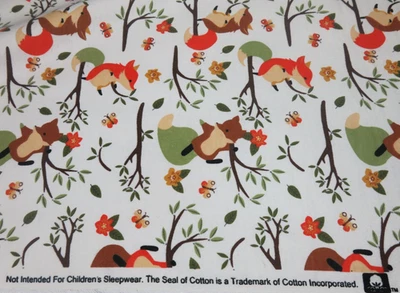 Climbing Foxes Cotton Flannel Fabric, #DX-2625-4F David Textiles, BTY 36" x 42" - Image 1 of 4