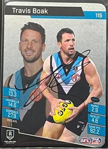 Signed Travis Boak Port Adelaide Power Autograph on 2022 SILVER Teamcoach Card - Foto 1 di 1