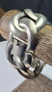 Bracciale Vintage Taxco .925 Argento Sterling Anelli Larghi 7-3/4" - Foto 1 di 7