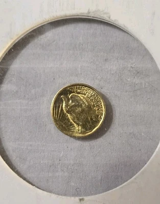 22K Gelbgold ST. GAUDENS 0,61 Gramm 20 $ MINIATURMÜNZE - Bild 1 von 4