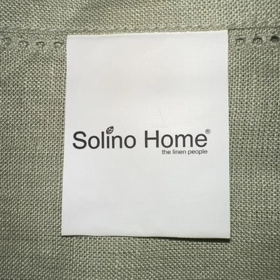 Corredor de mesa Solino Home 100 % lino puro dobladillo 14x90" hecho a mano verde salvia Foto 1 de 4