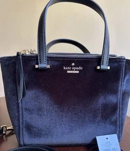 Kate Spade Dawn Place Velvet Mini Kona Satchel Crossbody Bag in Classic Black - Picture 1 of 5