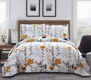 Bedspread Coverlet Set Queen Size Floral Quilts Set Bedding Lightweight Flora... - Picture 1 of 6