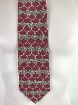 Corbata BERT PULITZER Borgoña y Tostado Medio Círculo 100% Seda 57" Hecha en EE. UU. Foto 1 de 4
