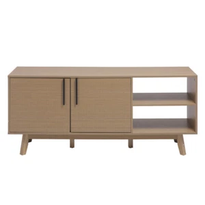 TV Stand with Cabinet & Shelves Antique Design Sideboard TV Unit Wooden Finish - Picture 1 of 12
