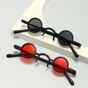 Punk runde Sonnenbrille Retro-Sonnenbrille Männer Frauen ultrakleines Gestell Hip Hop - Bild 1 von 18