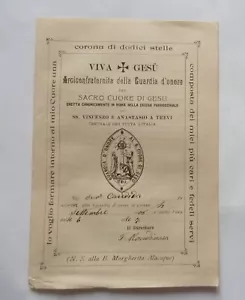DOCUMENTO STAMPA ARCICONFRATERNITA SACRO CUORE GESU' 1908 TREVI PERUGIA SANTINO - Bild 1 von 4