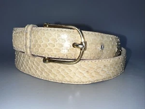 100 % echtes Schlangenleder schmaler Gürtel Elfenbein Made in Taiwan Größe 30 - Bild 1 von 8