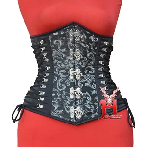 Corsé de reloj de arena modelador de cuerpo punk vapor brocado debajo del busto deshuesado de acero - Imagen 1 de 7