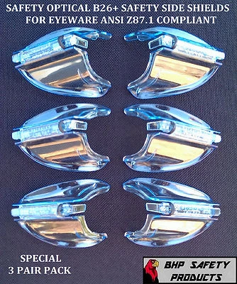 B26+ SIDE SHIELDS FOR RX GLASSES SAFETY EYEWEAR EYE PROTECTION ANSI Z87.1 (3 PR) - Image 1 of 3