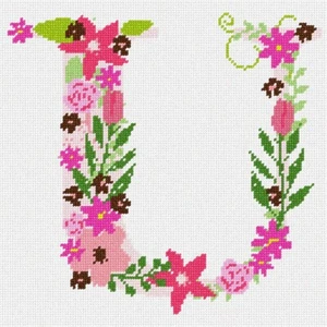 The Letter U Flowering Needlepoint Kit or Canvas (Alphabet/Letters) - Picture 1 of 2