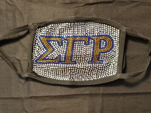 Sigma Gamma Rho SGRHO Sorority Rhinestone Face Mask with Filter - Picture 1 of 6