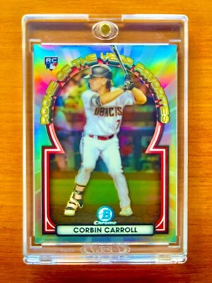 Corbin Carroll RARE ROOKIE REFRACTOR BOWMAN CHROME INVESTMENT CARD SSP ROY MINT - Image 1 of 4