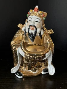 Chinese Caishen Prosperity Golden Figurine - Picture 1 of 6