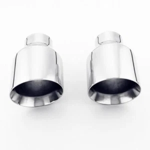 2pcs 2.5" Inlet Exhaust Tips Car Pipe Dual Wall Slant Cut 4.5" Outlet 7" Long - Picture 1 of 6