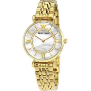 EMPORIO ARMANI AR1907 Classic Crystal Pave Dial Gold Tone Ladies Watch MSRP $375 - Picture 1 of 3