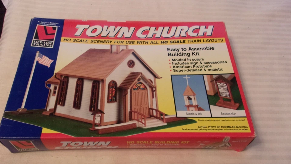 HO Scale Life-Like Town Church Kit Vintage #1350 BNOS