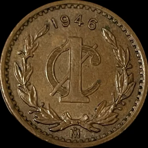 Mexico 1946 Mo 1 Centavo 1c World Type Coin KM# 415 Lot C4-454 Mexicanos Eagle - Picture 1 of 8