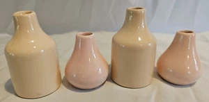Newclassic Glazed Bud/Propagation Vases Set of 4 Earthenware Pottery Pink & Tan - Picture 1 of 3