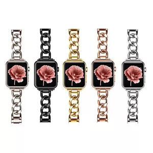Slim Cowboy Chain Jewelry Women Metal Strap for iWatch SE/9/6/1/Ultra 49/45/38mm - Picture 1 of 37